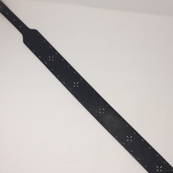 LINEA PELLE wide black punched leather belt - Picture 4 of 11